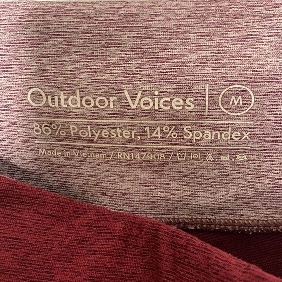 Outdoor Voices Tri-Color Springs Burgundy Red Athletic 7/8 Leggings Size Medium - Picture 4 of 10